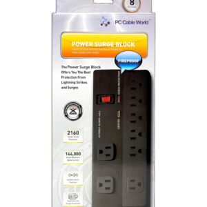 8-Outlet Surge Protector Power Bar — 2160J, Rotating Plug (6 ft, Black)